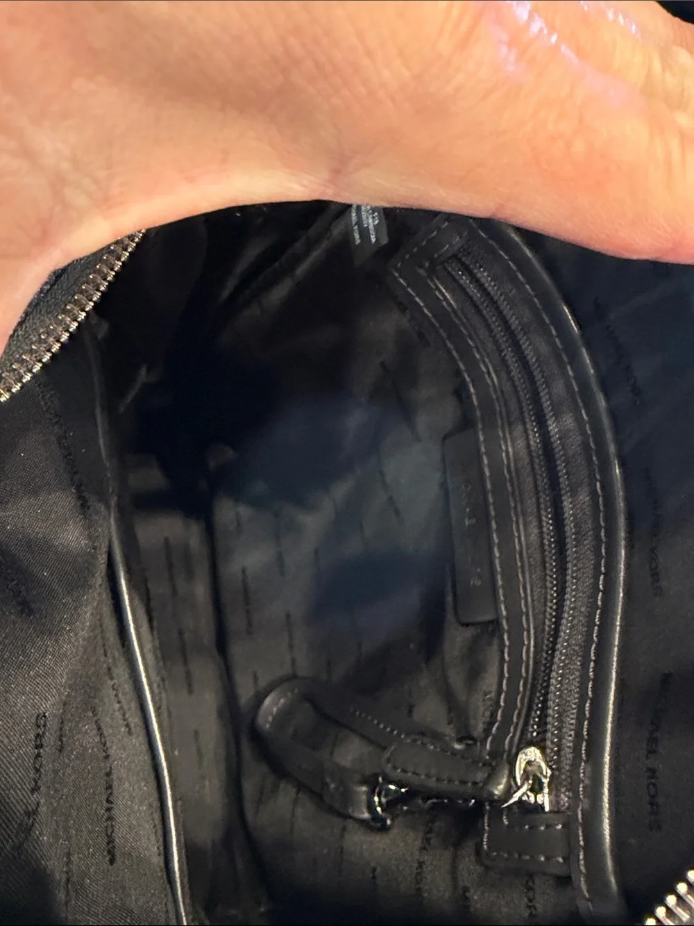 Michael Kors Black Logo Zip-Front Backpack Unisex